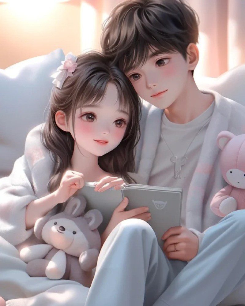 romantic cartoon couple pic 1